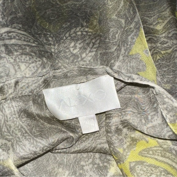 Alexis grey yellow silk medallion print one shoulder hi low maxi coverup dress - Picture 9 of 9